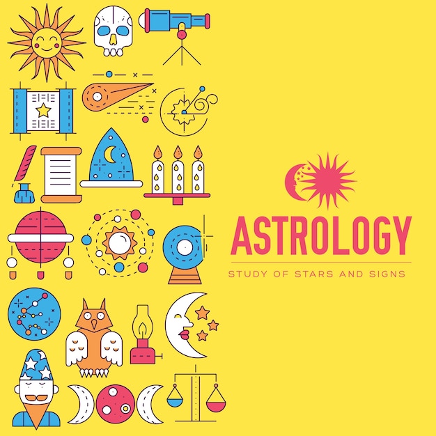 Astrology house icons  illustration set.  horoscope items concept.