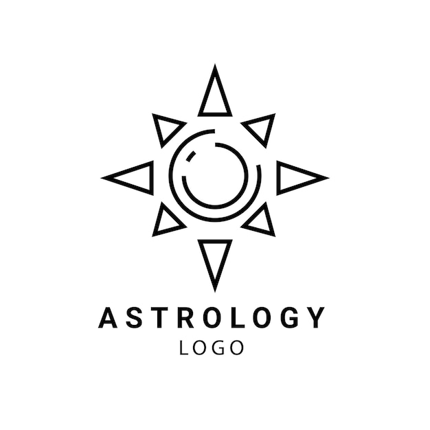 Astrology logo Sun star icon isolated on white background Astrological symbols for design