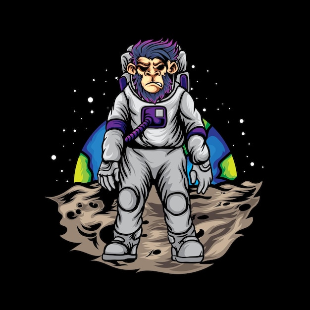 Astromonk on The Moon illustration