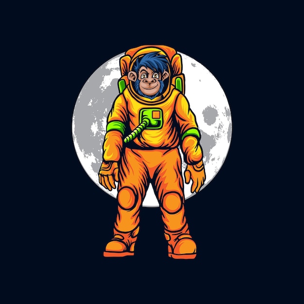 Astromonkey ready to the moon illustration