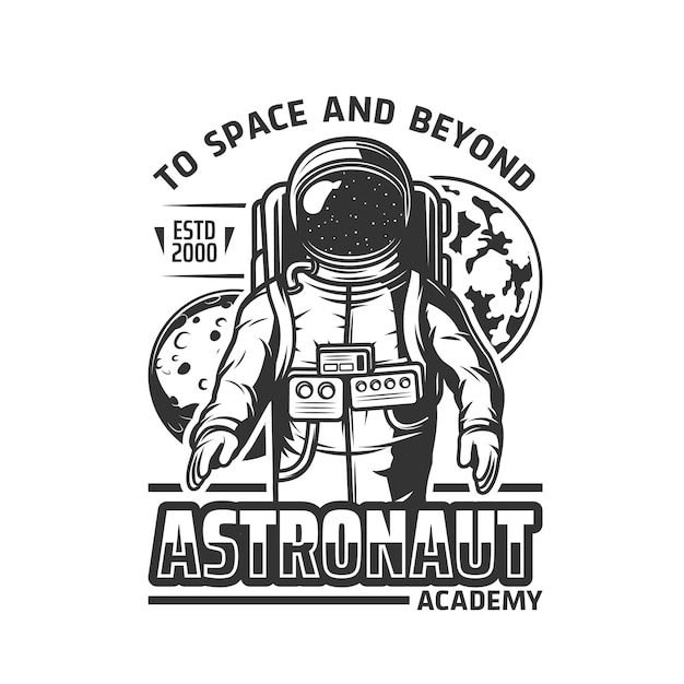 Astronaut academy icon vector emblem cosmonaut