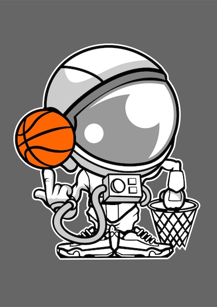 Astronaut Basketball Vector Illustration