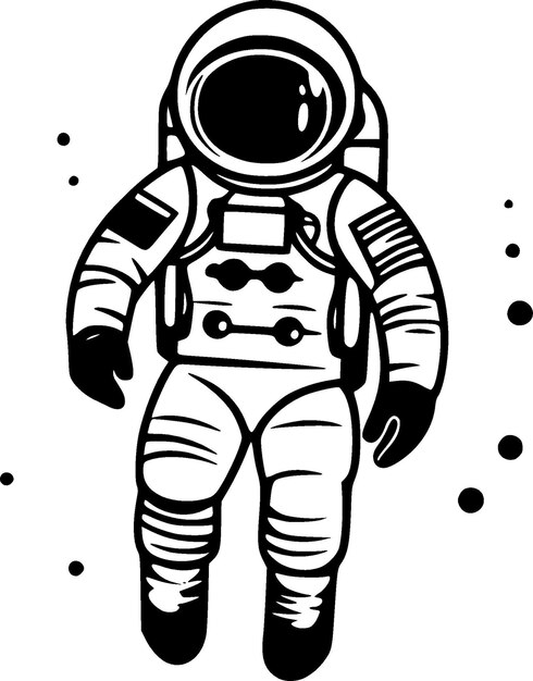 Astronaut Black and White Isolated Icon Vector illustration