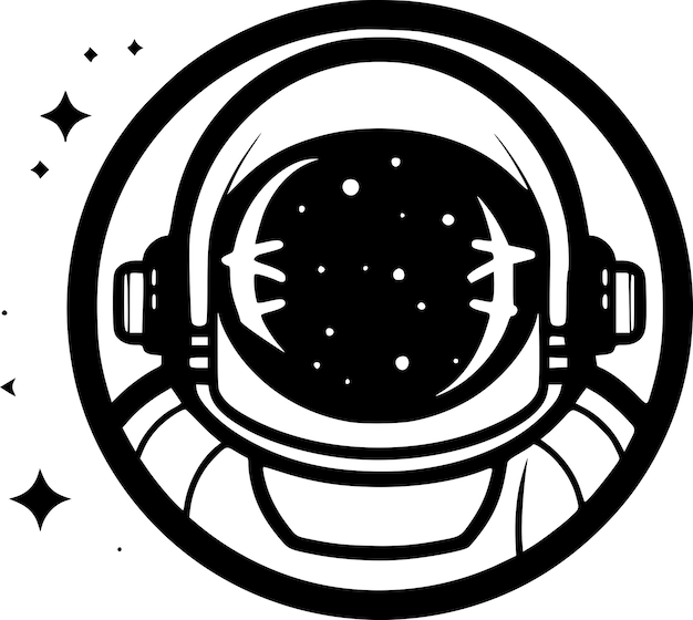 Astronaut Black and White Isolated Icon Vector illustration