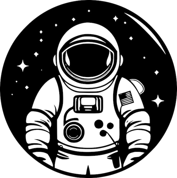 Astronaut Black and White Isolated Icon Vector illustration