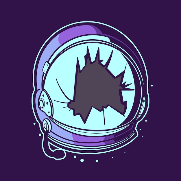 Astronaut broken helmet illustration