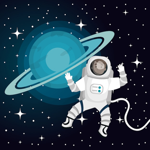 astronaut cartoon space isolated