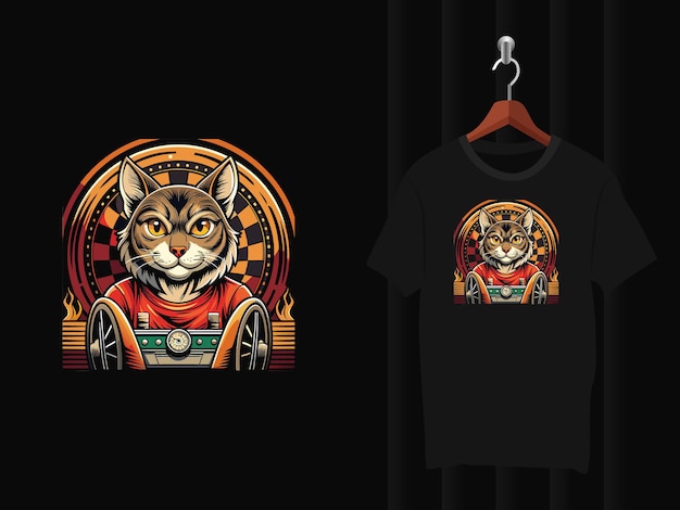 Astronaut Cat with Sports Car t shirt design artwork