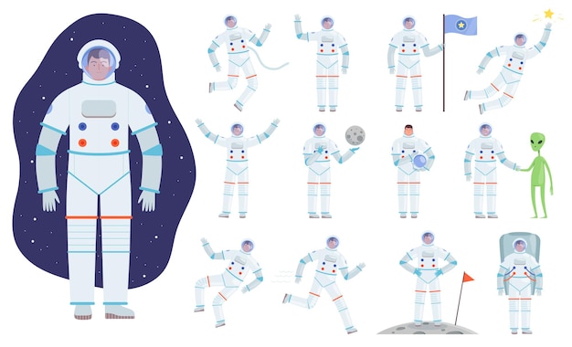 Astronaut in different poses.