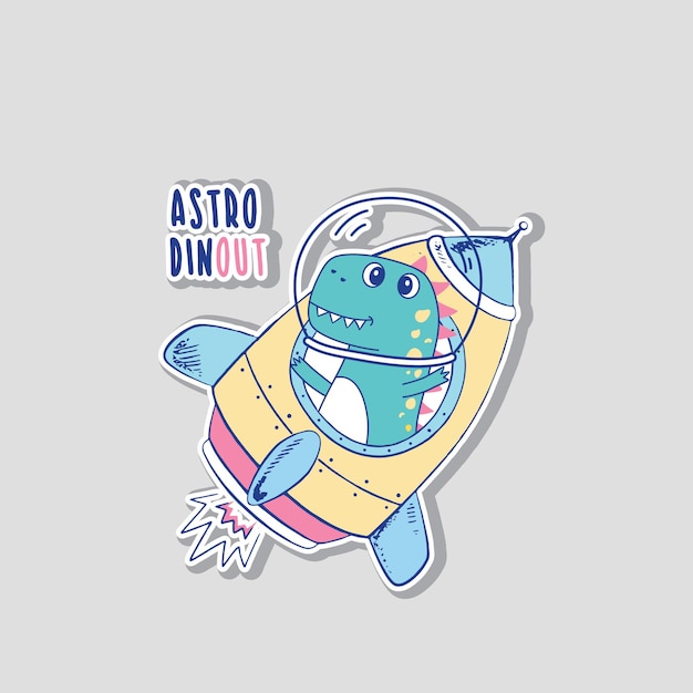 astronaut dinosaur design vector illustration