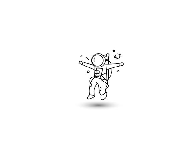 Astronaut Flat Line Art Design Illustration.