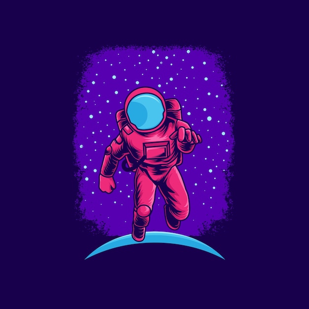 Astronaut Float in Space Illustration