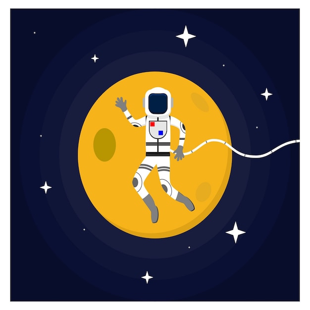 Astronaut floating in Outer Space flat design concept