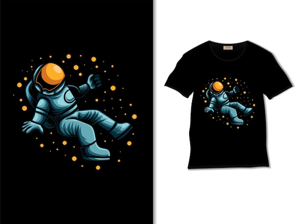 Astronaut floating in space illustration with tshirt design