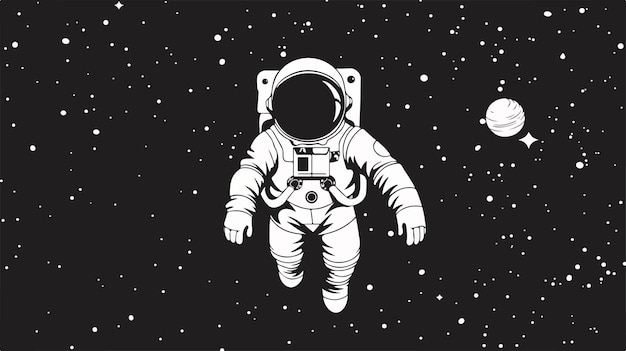 Vector an astronaut floating in space with a star above his head