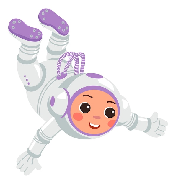 Astronaut flying Kid in space suit Cartoon character