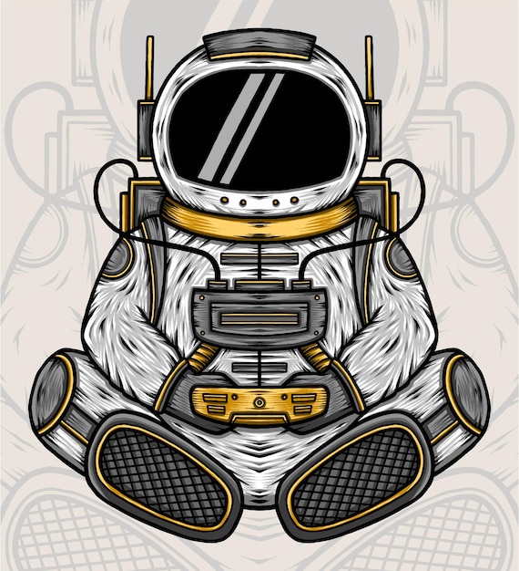 Astronaut Gamer Illustration