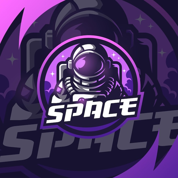 Astronaut gaming logo template for esports Premium Vector