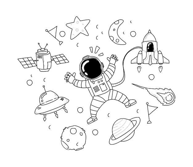 Astronaut hand drawing