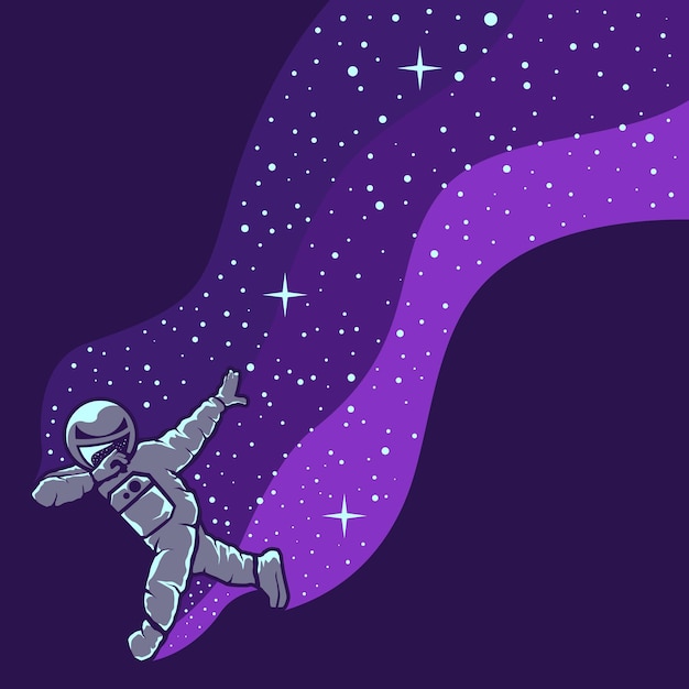 Astronaut having fun isolated on purple