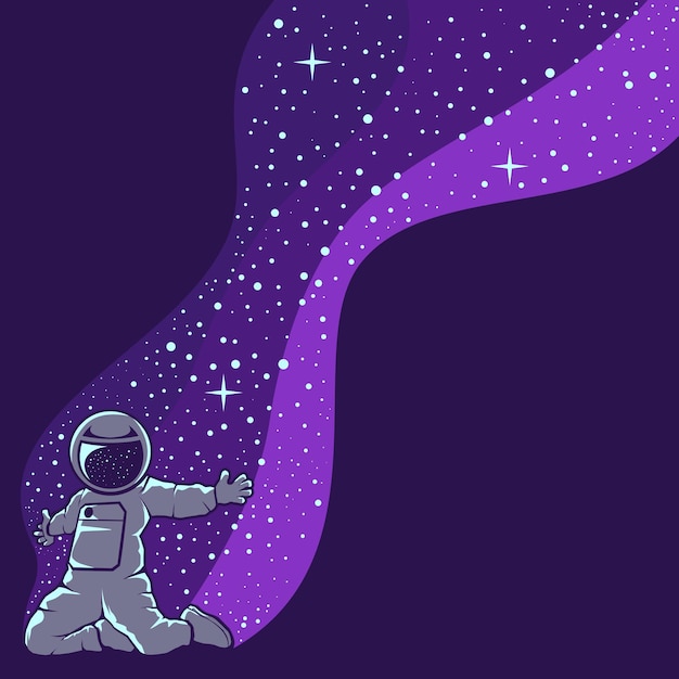 Astronaut having fun isolated on purple