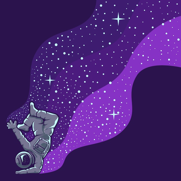 Astronaut having fun isolated on purple