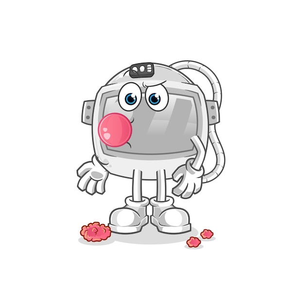 Astronaut helmet chewing gum vector. cartoon character