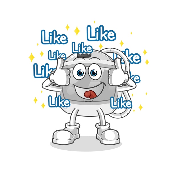 Astronaut helmet give lots of likes. cartoon vector