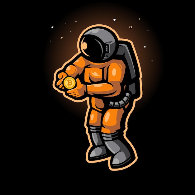 Astronaut holding bitcoin