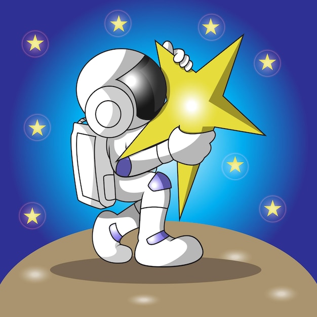 An astronaut holding a star