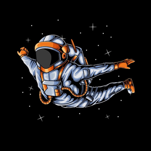 astronaut illustration flying free in space