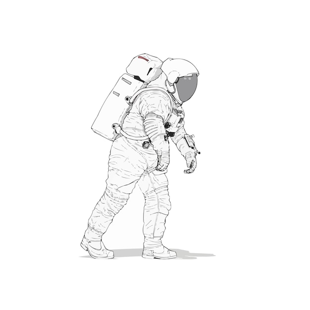 Vector the astronaut is drawn in one continuous line on a white background vector illustration depicting the suit and helmet with a fluid cohesive line