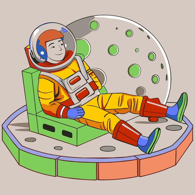 Vector an astronaut is laying on a cube with a space suit on