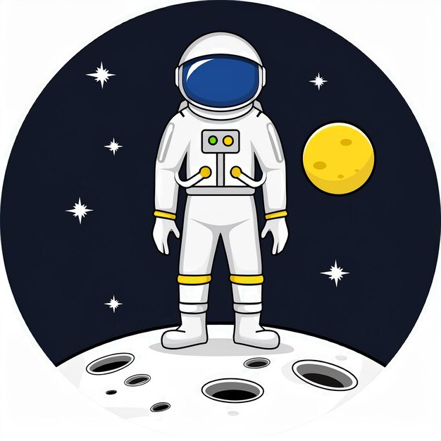 Vector an astronaut on the moon with the moon in the background