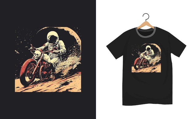 astronaut motorcycle illustration design template for t shirt and poster