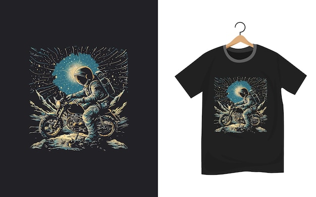 astronaut motorcycle illustration design template for t shirt and poster