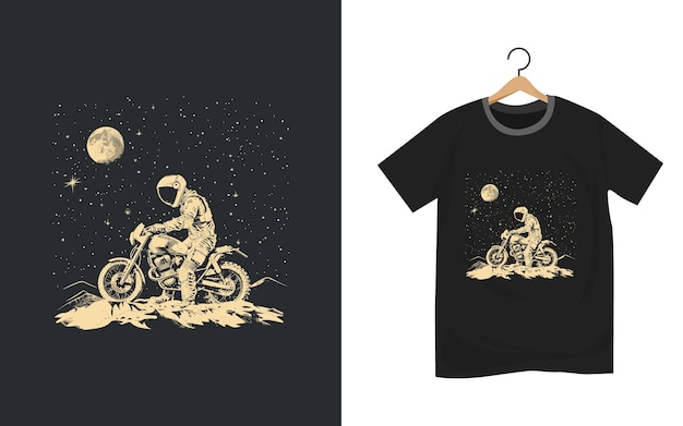 astronaut motorcycle illustration design template for t shirt and poster