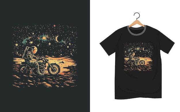 astronaut motorcycle t shirt design artwork template