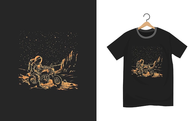 astronaut motorcycle t shirt design artwork template