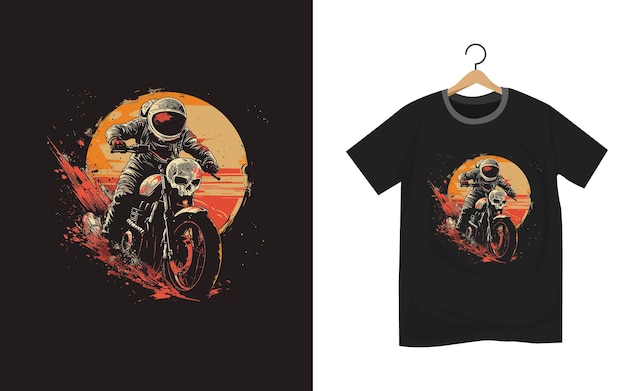 Vector astronaut motorcycle t shirt design artwork template