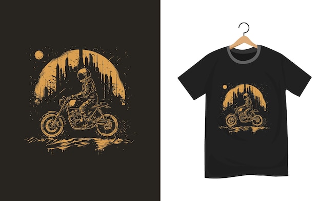 astronaut motorcycle t shirt design artwork template