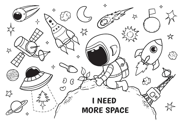 Astronaut and Plants doodle