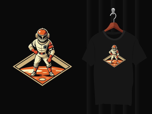 Astronaut playing baseball t shirt design artwork