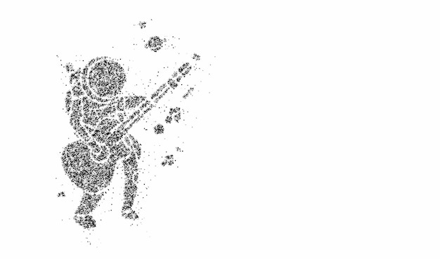 Astronaut in Playing Guitar, Particle Vector illustration.