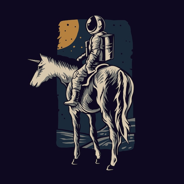 Astronaut riding horse vector illustration design