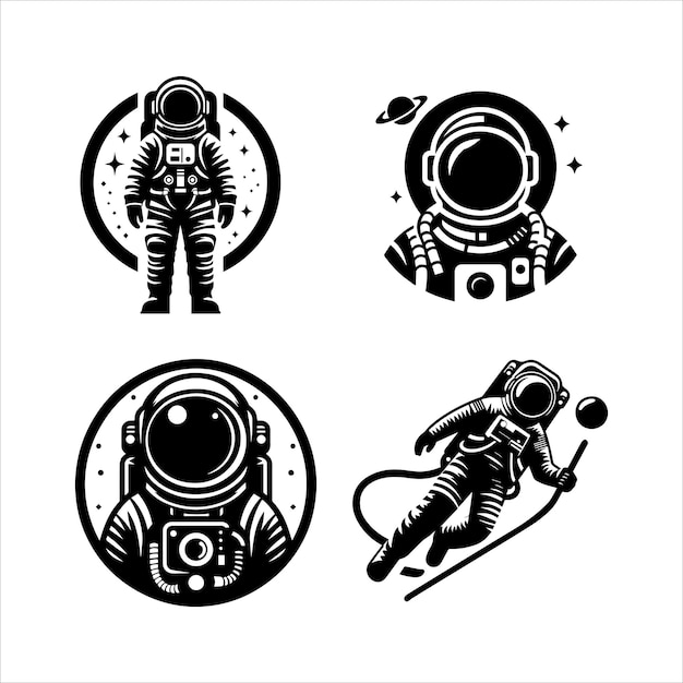 astronaut silhouette vector icon graphic logo ai generated design