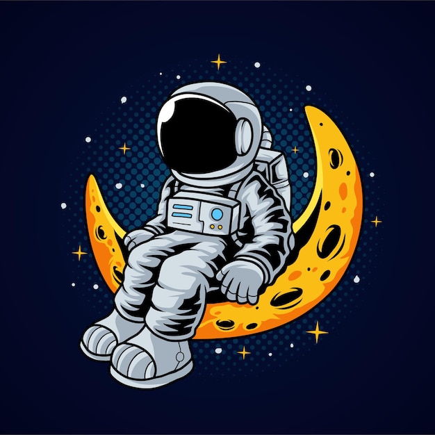 Astronaut sitting on moon