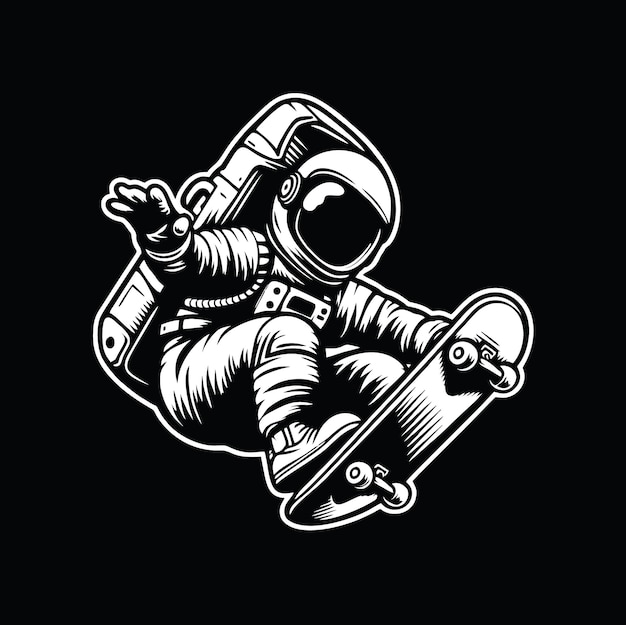 Astronaut Skateboarding Design Art