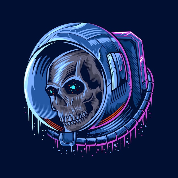 Astronaut skull head   illustration