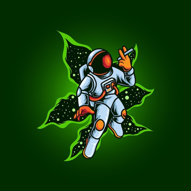 Astronaut smoking in space illustration